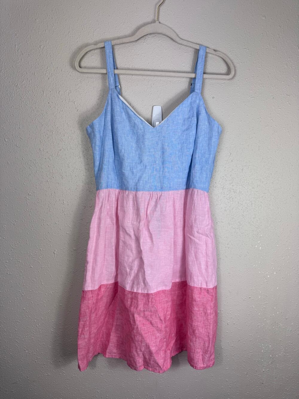 C&C California 100% Linen Colorblock Dress Womens Size 10